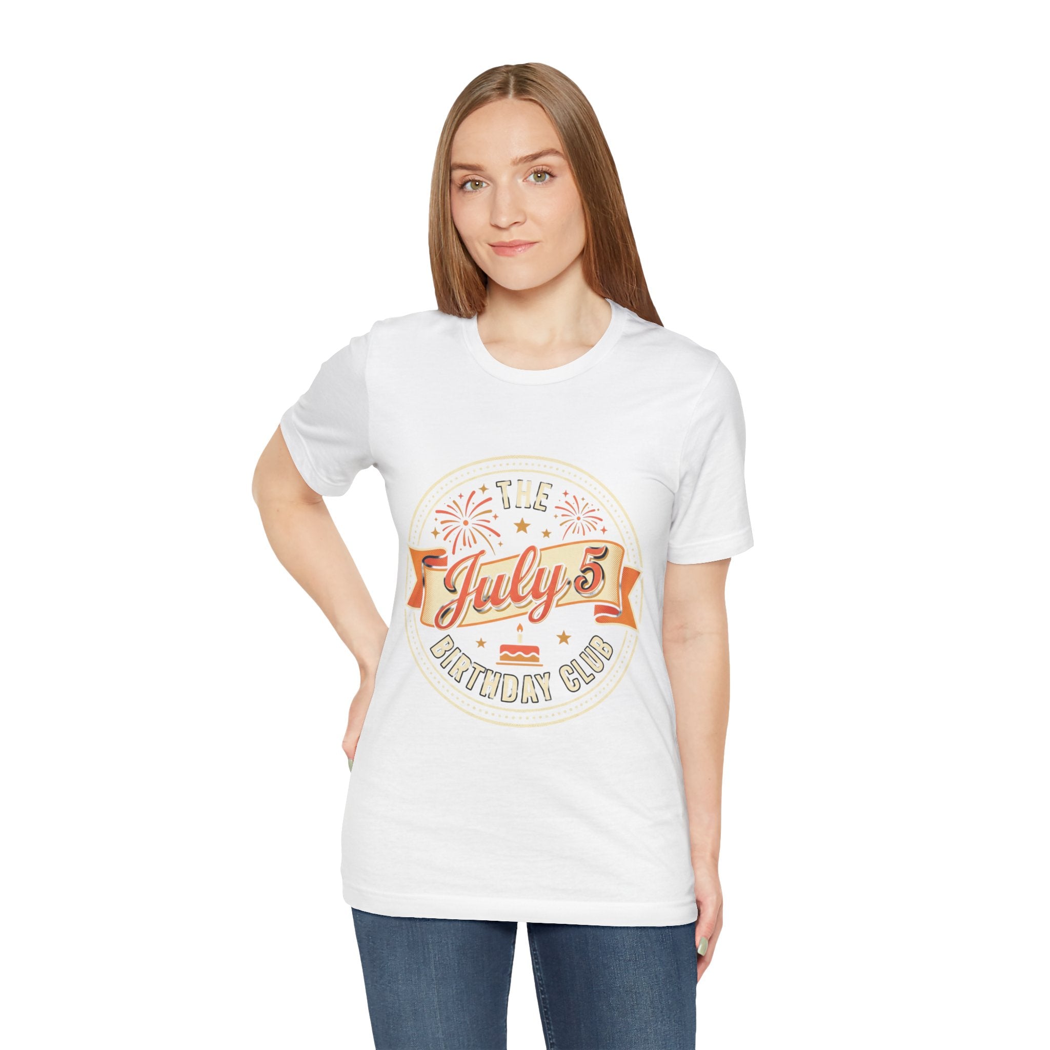 July 5th Birthday Club T-Shirt — Retro Fireworks Celebration Tee